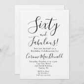 Minimal Sixty and Fabulous 60th Birthday Party 招待状 (正面/裏面)