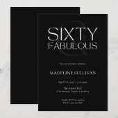 Minimal Sixty and Fabulous 60th Birthday Party 招待状 (正面/裏面)