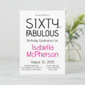 Minimal Sixty and Fabulous 60th Birthday Party 招待状 (スタンド正面)