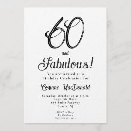 Minimal Sixty and Fabulous 60th Birthday Party 招待状