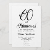 Minimal Sixty and Fabulous 60th Birthday Party 招待状 (正面/裏面)