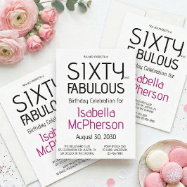 Minimal Sixty and Fabulous 60th Birthday Party 招待状