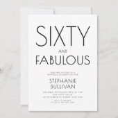 Minimal Sixty and Fabulous 60th Birthday Party 招待状 (正面)