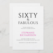 Minimal Sixty and Fabulous 60th Birthday Party  招待状 (正面/裏面)