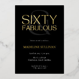 Minimal Sixty and Fabulous 60th Birthday Party 箔招待状