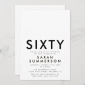 Minimal Sixty Black White 60th Birthday 招待状 (正面/裏面)