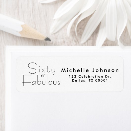 Minimal Sixty & Fabulous 60th Birthday Party ラベル (インサイチュ)