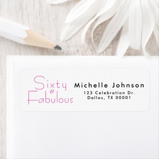 Minimal Sixty & Fabulous 60th Birthday Party ラベル (インサイチュ)