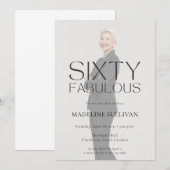 Minimal Sixty Fabulous 60th Photo Birthday Party 招待状 (正面/裏面)