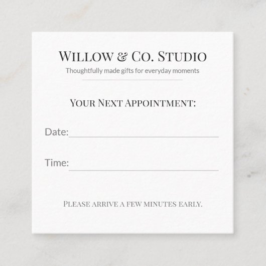 Minimal Small Business 予約カード (正面)