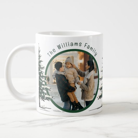 Minimal Snow Christmas Tree Winter Holiday ジャンボコーヒーマグカップ (左)