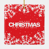 Minimal Snowflakes Frame | Merry and Married Photo セラミックオーナメント (裏面)