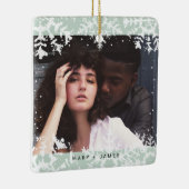 Minimal Snowflakes Frame | Merry and Married Photo セラミックオーナメント (右)