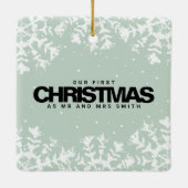 Minimal Snowflakes Frame | Merry and Married Photo セラミックオーナメント (裏面)