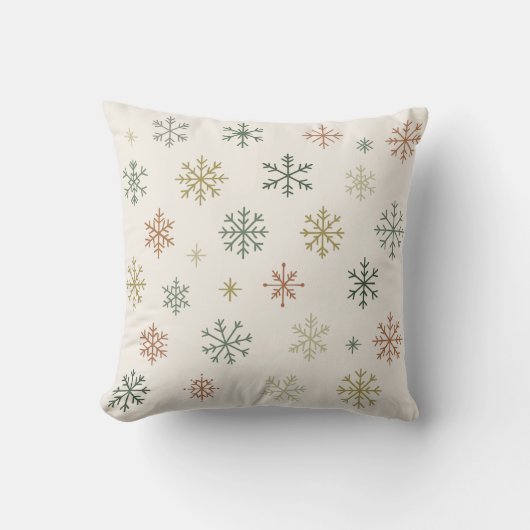 Minimal Snowflakes Seamless Pattern クッション (正面)