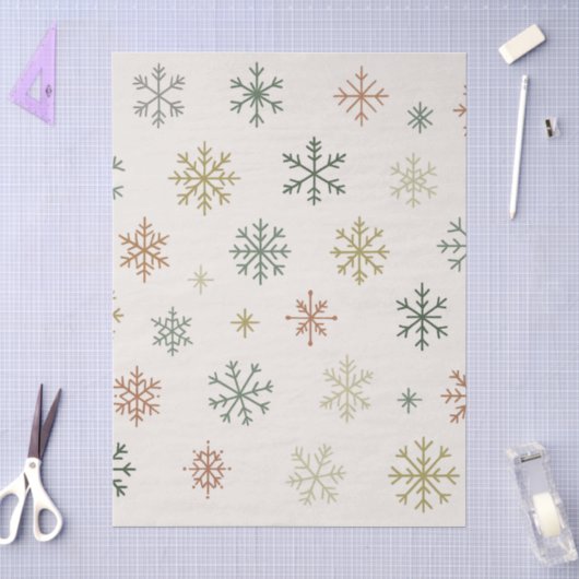 Minimal Snowflakes Seamless Pattern 薄葉紙 (クラフト)