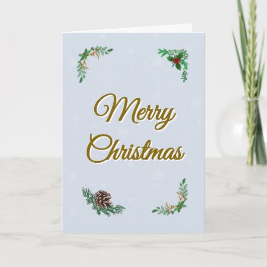 Minimal Snowy Christmas Folded Greeting Card カード (正面)