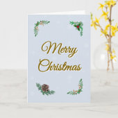 Minimal Snowy Christmas Folded Greeting Card カード (黄色い花)