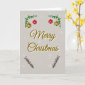 Minimal Snowy Christmas Folded Greeting Card カード (黄色い花)