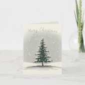Minimal Snowy Christmas Tree Winter Watercolor シーズンカード (正面)