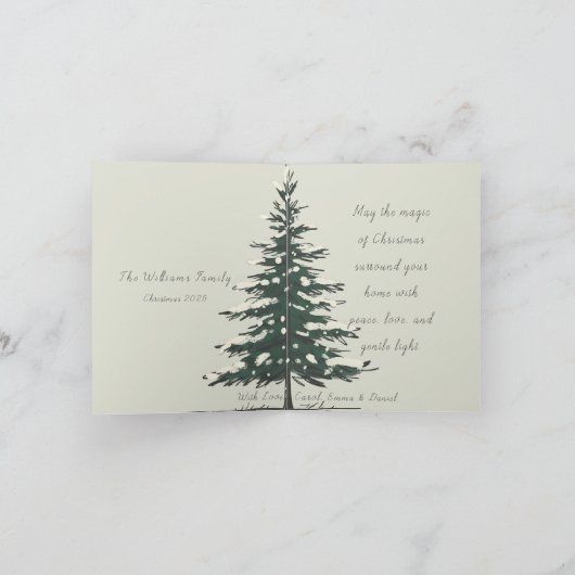 Minimal Snowy Christmas Tree Winter Watercolor シーズンカード (内部)