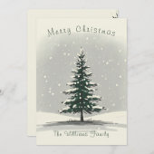 Minimal Snowy Christmas Tree Winter Watercolor シーズンカード (正面/裏面)