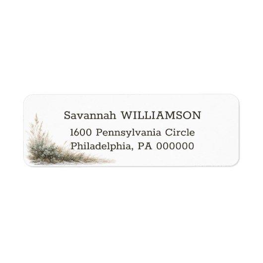 Minimal Snowy Prairie Grass Return Address Label ラベル (正面)