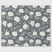 Minimal Soft Grey Rose White Floral Pattern ラッピングペーパー (フラット)