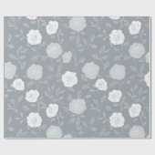 Minimal Soft Grey Rose White Floral Pattern ラッピングペーパー (フラット)