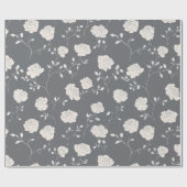 Minimal Soft Grey Rose White Floral Pattern ラッピングペーパー (フラット)