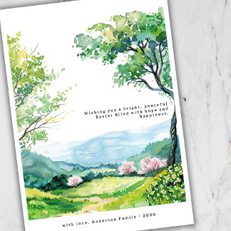 Minimal Spring Landscape Art Easter Greetings Card シーズンカード