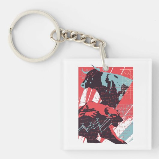 Minimal Stock Market Bull Bear Chart キーホルダー (正面)