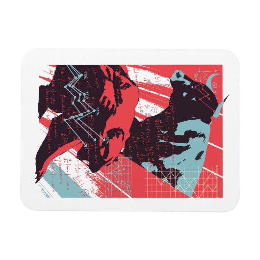 Minimal Stock Market Bull Bear Chart マグネット (横)