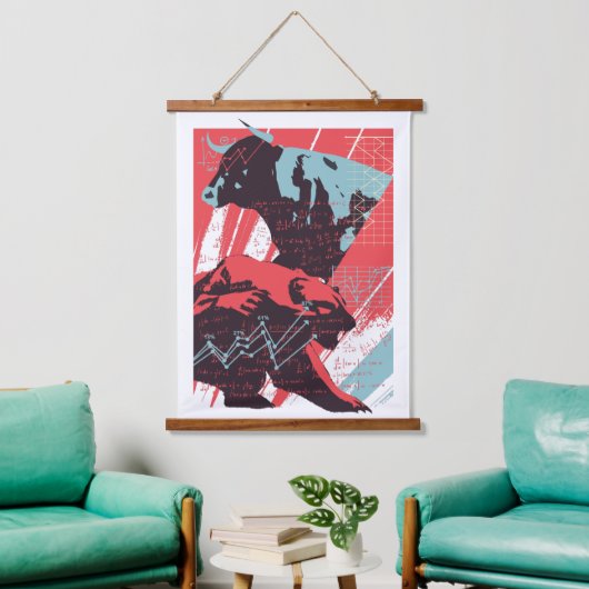 Minimal Stock Market Bull Bear Chart 吊り下げ型タペストリー (リビング)