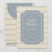 Minimal Stripe Geometric Gender Neutral Beige Blue 招待状 (正面/裏面)