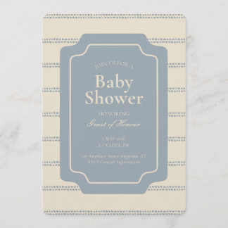 Minimal Stripe Geometric Gender Neutral Beige Blue 招待状