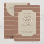 Minimal Stripe Geometric Unisex Beige Brown 招待状 (正面/裏面)