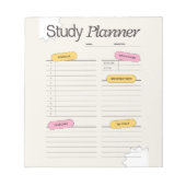 Minimal Study Planner With Hourly Schedule ノートパッド (正面)