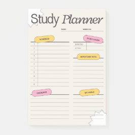 Minimal Study Planner With Hourly Schedule ポストイット