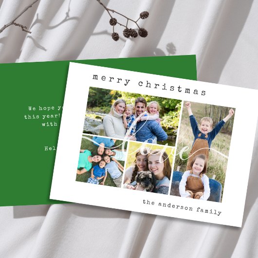 Minimal Stylish 4  Family Photo Christmas シーズンカード