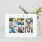 Minimal Stylish 4  Family Photo Christmas シーズンカード (スタンド正面)