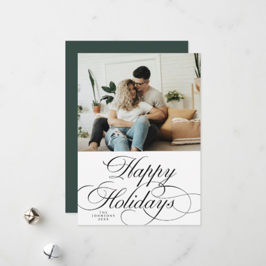 Minimal Stylish Photo Elegant Photo Christmas シーズンカード (正面/裏面インサイチュ)