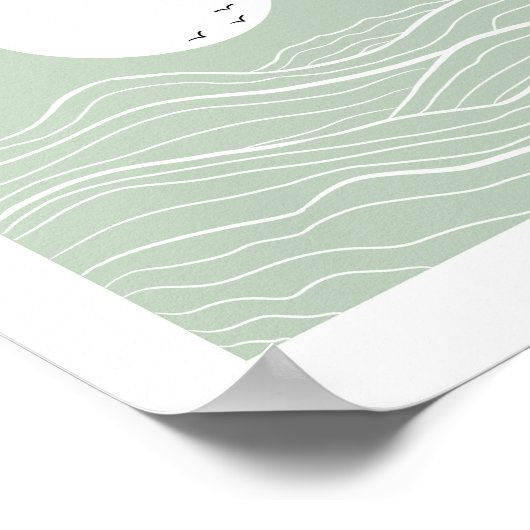 Minimal Sun and Ocean Waves Line Art  ポスター (角)