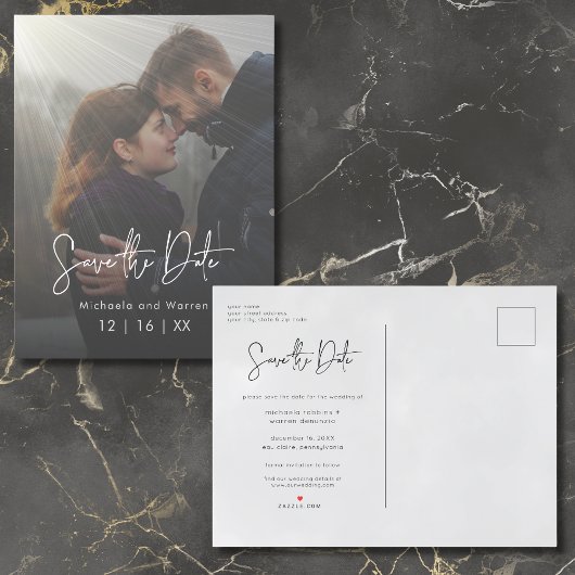 Minimal Sunrays Photo Save the Date Postcard 案内ポストカード