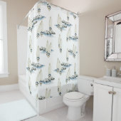 Minimal Surfboard Watercolor Coastal beach vibes シャワーカーテン (インサイチュ)