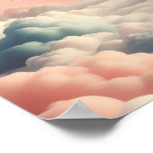 Minimal Surreal Tree Above Soft Pastel Clouds ポスター (角)