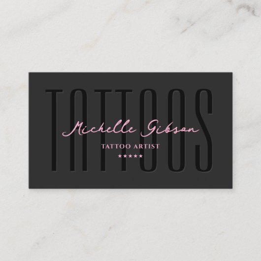 Minimal Tattoo Artist Pink Black Tattooist 名刺 (正面)