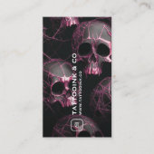 Minimal Tattoo Artist Skull Tattooist Logo Black 名刺 (正面)