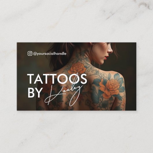 Minimal Tattoo Artist Tattooist Full Photo Qr Code 名刺 (正面)