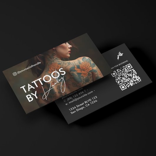 Minimal Tattoo Artist Tattooist Full Photo Qr Code 名刺